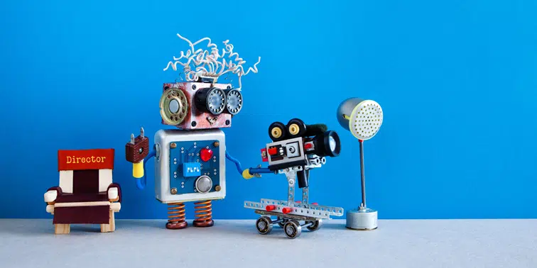 Robot creating video content for digital marketing